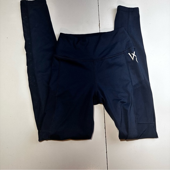 Vanquish Fitness Navy Blue Mesh Pocket Sides HiRise Activewear Leggings NWOT XS - Picture 6 of 15